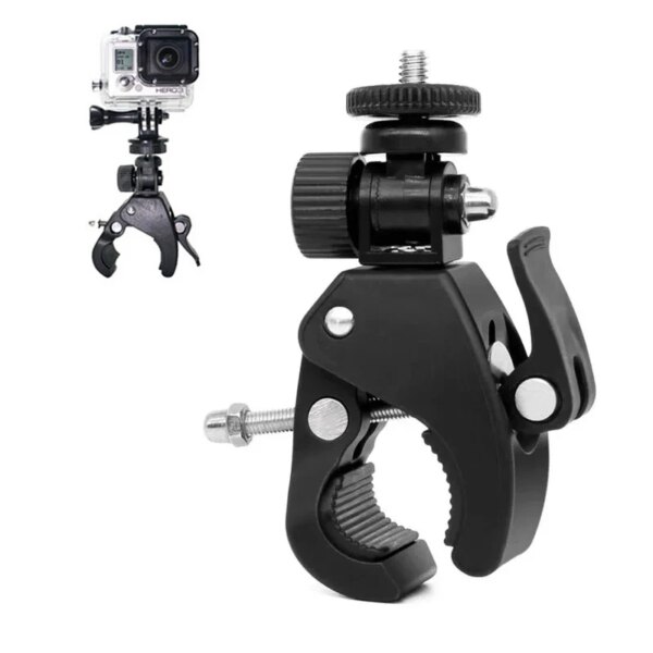 Abrazadera de alta calidad para manillar de bicicleta, abrazadera de liberación rápida, soporte para trípode, Clip de tornillo 1/4 para cámara DSLR y Gopro