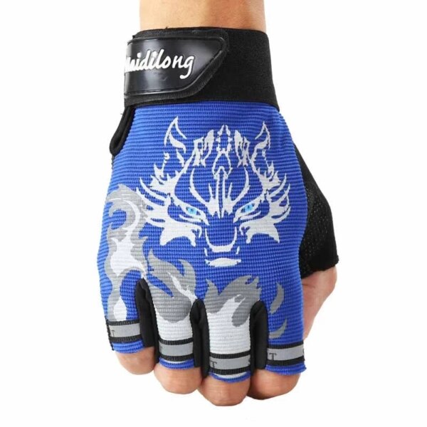 Gran oferta, 1 par de guantes Unisex para niños, antideslizantes, transpirables, para bicicleta, motocicleta, medio dedo, para ciclismo al aire libre, protección de manos