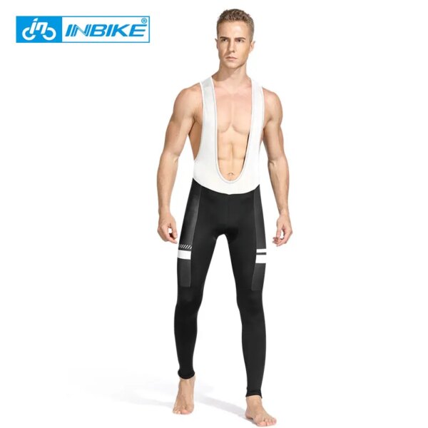 INBIKE-mallas con tirantes para ciclismo para hombre, pantalones largos acolchados con tirantes para bicicleta de montaña, pantalones de carreras con Gel antisudor