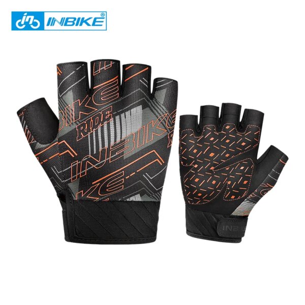 INBIKE-guantes de ciclismo para hombre y mujer, manoplas de medio dedo a prueba de golpes, transpirables, para deporte de bicicleta, equipo de ciclismo BH120