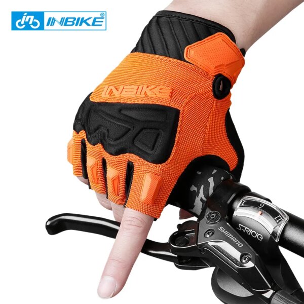 INBIKE-guantes de ciclismo para hombre, medio dedo, para correr, Fitness, deportes, protección transpirable, guantes sin dedos, accesorios de ciclismo