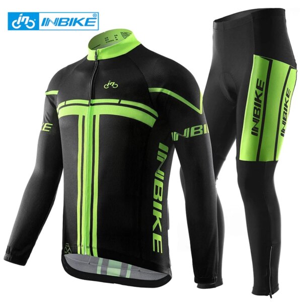 INBIKE-Conjuntos de ropa de ciclismo para hombre, ropa deportiva de manga larga para primavera, Jersey, pantalones, ropa para correr, montaña y MTB