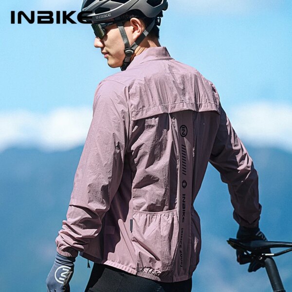 INBIKE-cortavientos de manga larga para hombre, ropa de ciclismo de montaña, chaquetas impermeables a prueba de viento con bolsillos, ropa para ciclismo