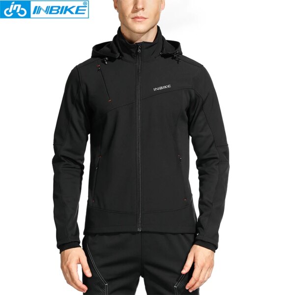 INBIKE chaqueta de ciclismo de invierno para hombre, chaquetas cortavientos térmicas cálidas para hombre, abrigo para hombre, ropa de bicicleta de Motor a prueba de viento con capucha