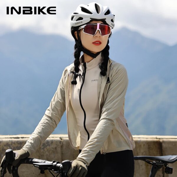 INBIKE cortavientos de ciclismo para mujer de secado rápido primavera-otoño MTB ropa superior de manga larga chaqueta de bicicleta de montaña de carretera para mujer