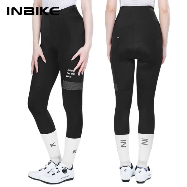 INBIKE, pantalones de bicicleta para mujer, ropa de ciclismo acolchada de cintura alta, pantalones de entrenamiento con bolsillos, pantalones MTB, ropa de ciclismo Toursers