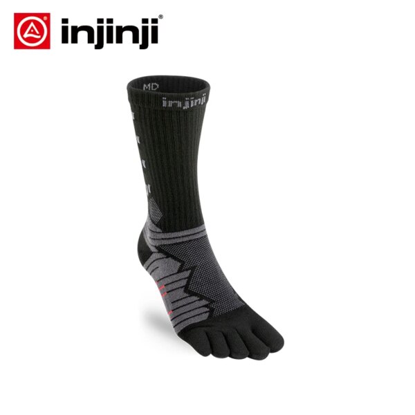 INJINJI calcetines de cinco dedos ULTRA Run Crew peso medio carrera de larga distancia ciclismo todoterreno para maratón de hombres Ultra Marathon