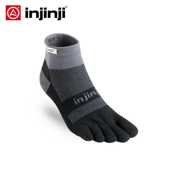 INJINJI Calcetines de ciclismo de cinco dedos de peso medio Mini-Crew para correr maratón absorbente de sudor Coolmax transpirable cálido dedo del pie calentado para hombre