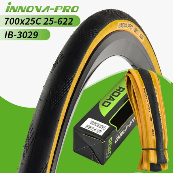 INNOVA 700x25C/28C/30C neumático de bicicleta de carretera 700C 120TPI negro amarillo flanco bicicleta de carreras neumático plegable IB-3029