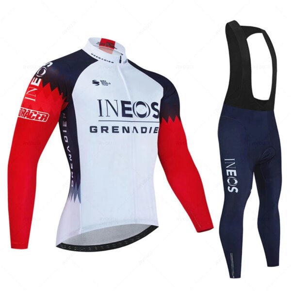 Ineos-Camiseta de ciclismo para equipo profesional, conjunto de babero 19D, uniforme de montaña, ropa de bicicleta de secado rápido, ropa larga de ciclismo para hombre, otoño 2023