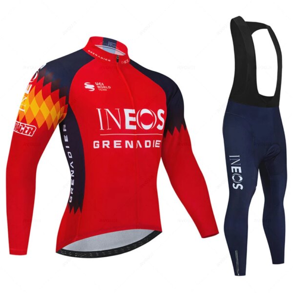 Ineos equipo hombres primavera deporte ciclismo Jersey otoño Mtb bicicleta ropa verano manga larga triatlón bicicleta de montaña Bib pantalón conjunto