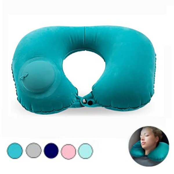 Almohada inflable para el cuello, almohada de aire en forma de U, reposacabezas para el cuello, almohada de viaje portátil para dormir, para avión, tren y coche