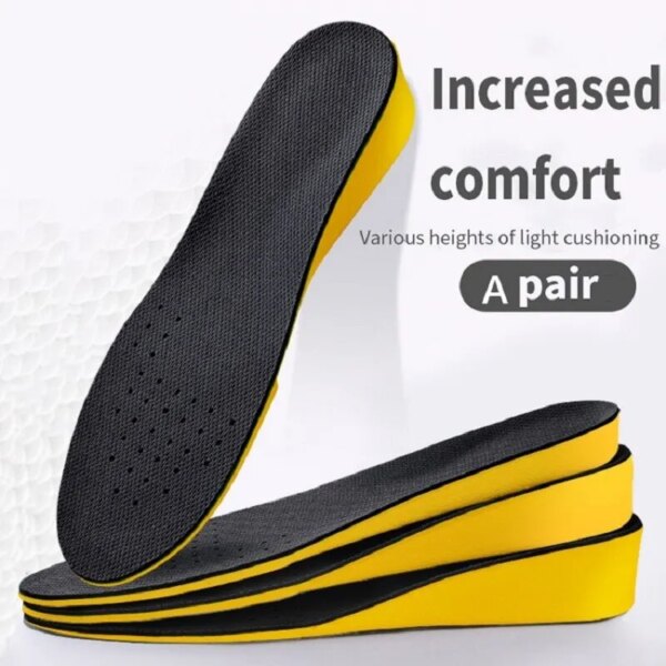 Plantillas invisibles para aumentar la altura para mujeres y hombres, zapatos amarillos para levantar el talón, almohadilla para la suela, cojín transpirable con absorción de impacto para el cuidado de los pies