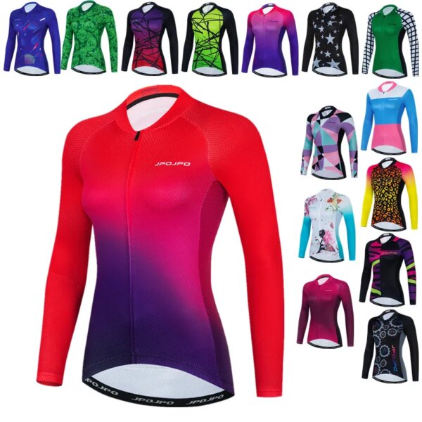 JPOJPO-Camiseta de ciclismo para equipo profesional para mujer, ropa de manga larga para bicicleta de montaña, Tops, chaqueta de ciclismo de primavera 2024