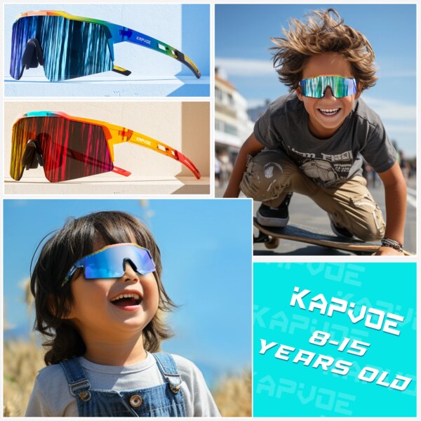 KAPVOE, gafas de sol fotocromáticas para niños, gafas de ciclismo para bicicleta, gafas deportivas para adolescentes, gafas a prueba de viento UV400 para niños y niñas