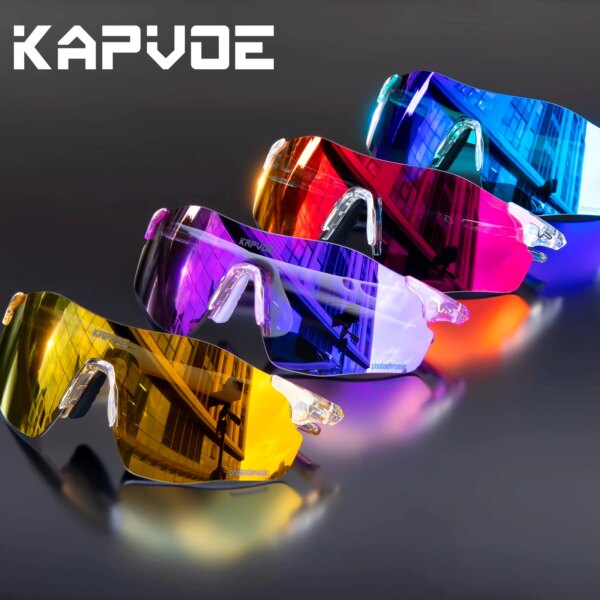 KAPVOE gafas de ciclismo fotocromáticas rojas para hombre, gafas de sol para ciclismo MTB, gafas para bicicleta, gafas para hombre UV400, gafas para correr al aire libre