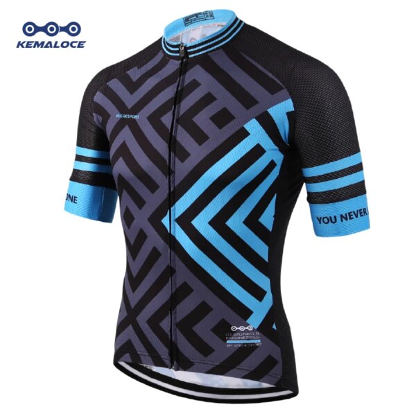 KEMALOCE ciclismo Jersry última sublimación completa transpirable azul cómodo ropa de bicicleta de carretera personalizada China hombres ciclismo camisa