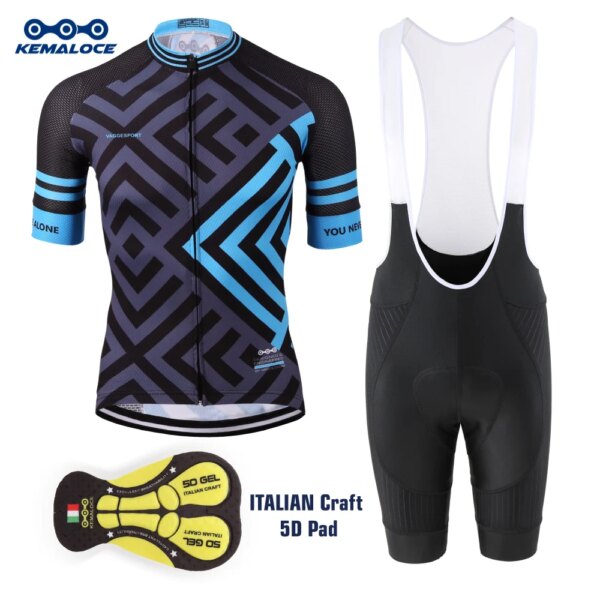 KEMALOCE-ropa de ciclismo profesional para equipo de carretera, Jersey de ciclismo azul, ropa de ciclismo transpirable para hombre, traje de verano 2022