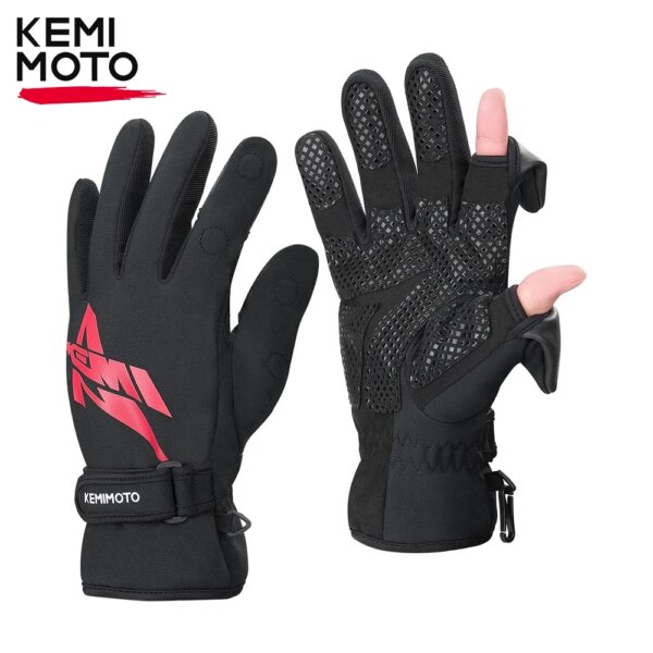 KEMIMOTO Guantes de pesca de invierno a prueba de viento para hombre, guantes para clima frío, impermeables, térmicos para ciclismo, senderismo, esquí al aire libre