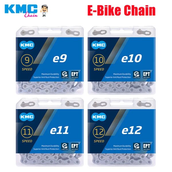 KMC E-Cadena para bicicleta eléctrica 8s 9s 10s 11s 12s velocidad cadena para bicicleta eléctrica E8 E9 E10 E11 E12 136 eslabones cadenas antioxidantes para bicicleta eléctrica