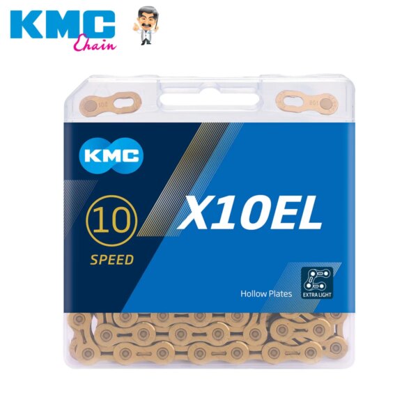 Cadena de bicicleta KMC X10, cadena de bicicleta X10EL de 10 velocidades, cadena de bicicleta MTB, bicicleta de carretera, cadenas de bicicleta plateadas y doradas de 10V para Shimano SRAM