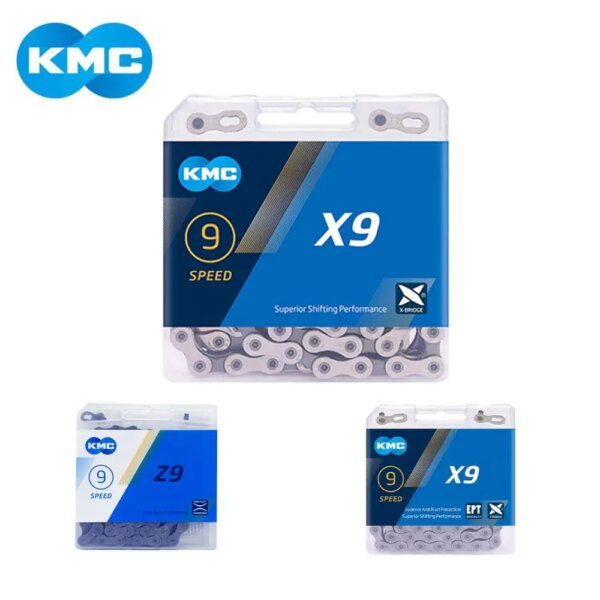 KMC X9 X9.93 X9 EPT Z9 MTB bicicleta de carretera cadena plateada 116L 9 cadena para bicicleta de velocidades botón mágico montaña con caja Original