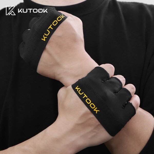 KUTOOK-guantes deportivos con cuatro dedos para hombre y mujer, transpirables, antideslizantes, con absorción de impacto, para Yoga, mancuernas, ciclismo y deportes