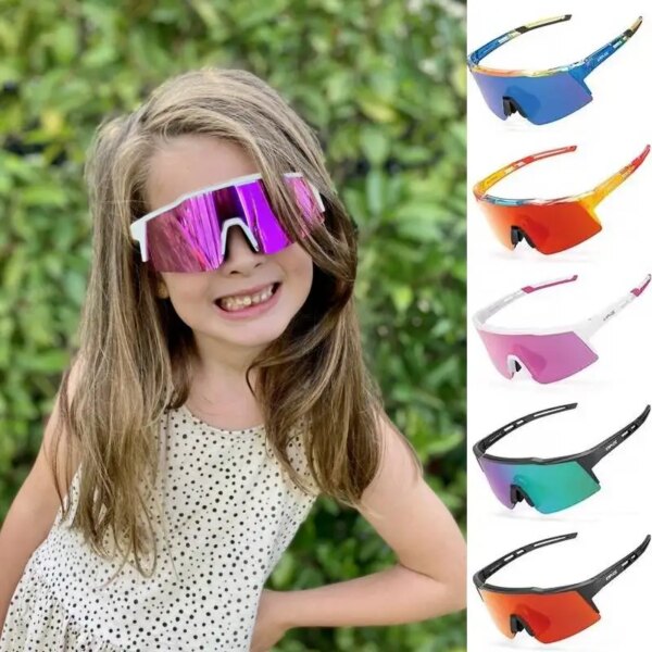 Kapvoe Gafas de sol para ciclismo para niños de 8 a 15 años, gafas para correr y béisbol, gafas para niños UV400, gafas para montar en bicicleta deportiva