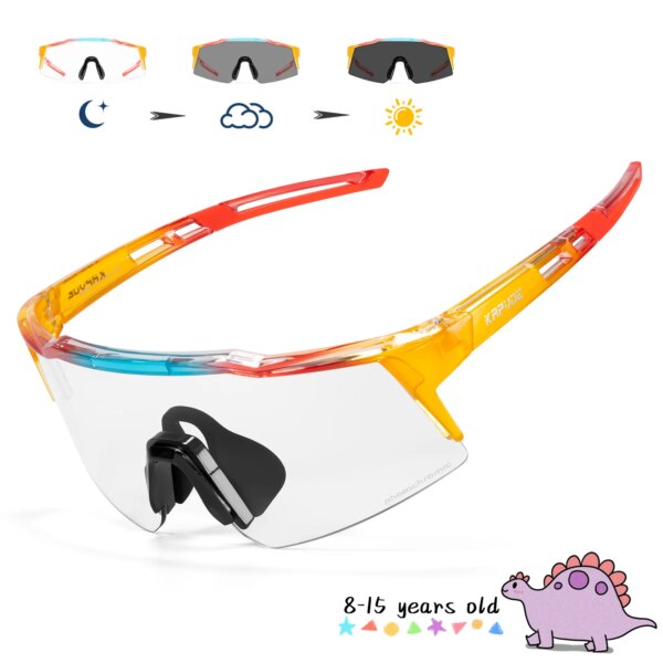 Kapvoe gafas de sol fotocromáticas para niños UV400, gafas deportivas para niños, gafas de ciclismo para niños y niñas, gafas de moda para bicicleta