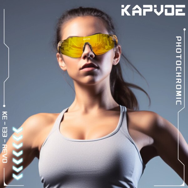 Kapvoe, gafas fotocromáticas para ciclismo, gafas de sol para ciclismo UV400, gafas deportivas, gafas para bicicleta de montaña, gafas para exteriores, equipo de ciclismo