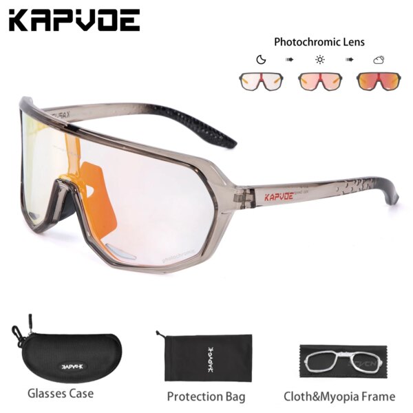 Kapvoe, gafas fotocromáticas rojas, bicicleta de velocidad, bicicleta de carretera, UV400, gafas de sol deportivas Cycl para hombres y mujeres, gafas de ciclismo para senderismo MTB