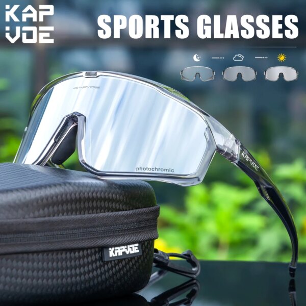 Kapvoe-gafas de sol fotocromáticas plateadas para ciclismo para hombre, gafas fotocromáticas azules para bicicleta de montaña, gafas de bicicleta nueva, gafas deportivas