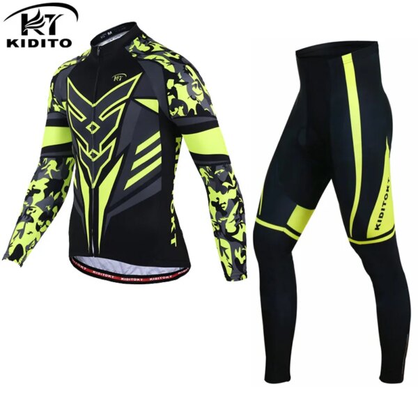 Kiditokt-jerséis de manga larga para hombre, traje con protector solar, cinturón antideslizante, ropa de ciclismo, chaqueta para montar en bicicleta de montaña, primavera y otoño