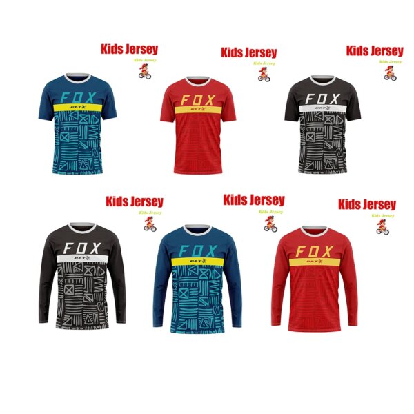 Camiseta de Motocross BAT FOX para niños, camiseta de manga larga para descensos, camiseta de motocicleta Offroad DH, camiseta de bicicleta de secado rápido para niños