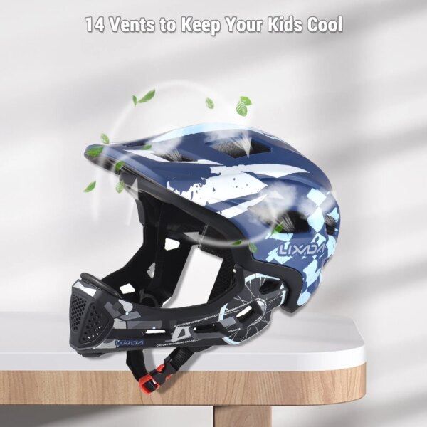 Casco de ciclismo para niños, máscara completa desmontable, casco de ciclismo ajustable para niños, Ciclismo de Carretera de montaña MTB