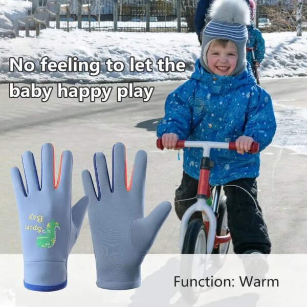 Guantes para niños resistentes al viento, resistentes al agua, con estampado de dibujos animados, guantes de ciclismo para niños con forro polar, térmicos para exteriores para invierno