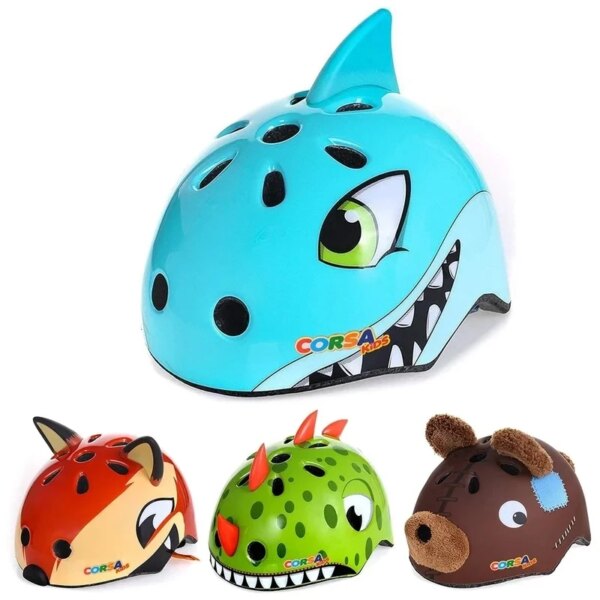 Casco para niños, casco de bicicleta de tiburón 3D para niñas y niños, casco de bicicleta multideportivo para monopatín, patinete