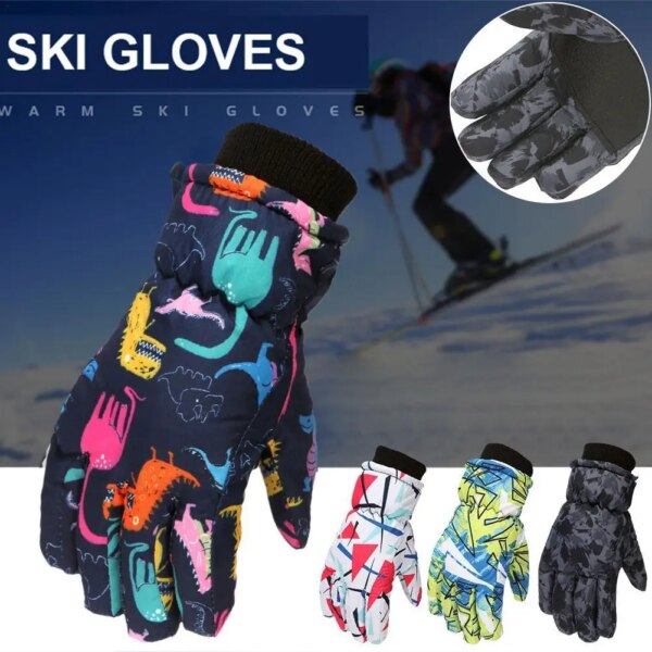 Guantes Térmicos de esquí para nieve de invierno Unisex para niños, guantes cálidos impermeables para exteriores, guantes de Snowboard para clima frío para niños y niñas