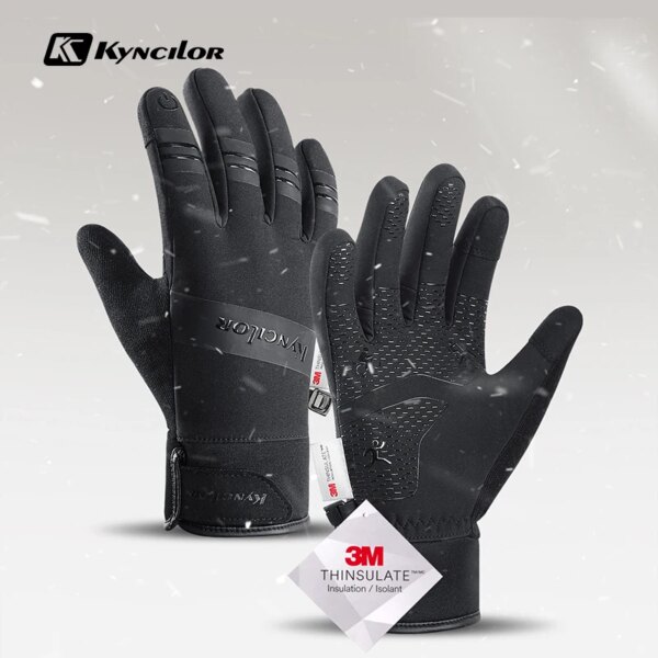 Kyncilor-guantes de ciclismo para invierno, guantes de moto con pantalla táctil, para exteriores, a prueba de viento, para montar en esquí, guantes cálidos para bicicleta