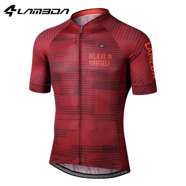 LAMEDA-Camiseta de ciclismo para hombre, camisetas de manga corta con cremallera completa para ciclismo de montaña, 3 bolsillos traseros, ropa deportiva para mujer