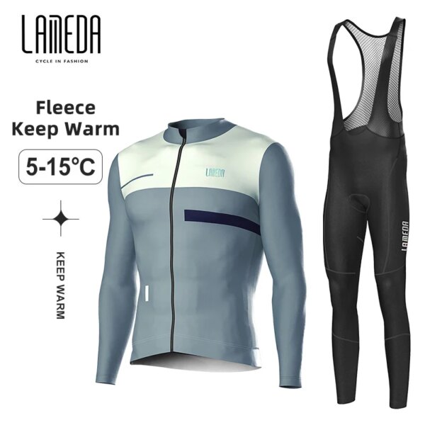 LAMEDA-Camiseta de ciclismo para hombre, trajes de invierno para mantener el calor, forro polar ajustado, manga larga, otoño, MTB, ropa para bicicleta de carretera