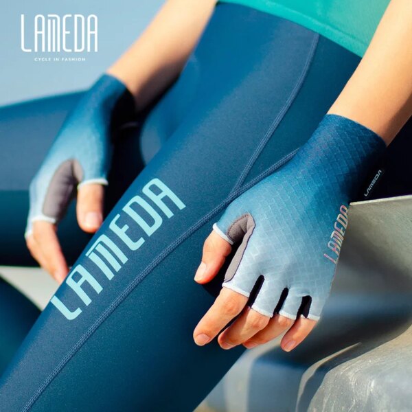 LAMEDA, nuevos guantes de ciclismo para hombre y mujer, guantes profesionales de medio dedo para bicicleta de montaña y carretera, accesorios transpirables con absorción de impacto para bicicleta