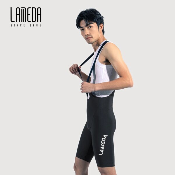 LAMEDA, nuevos pantalones cortos con pechera para ciclismo para hombre, verano UPF50 + ajustados de alta elasticidad, monos de secado rápido de larga distancia, pantalones cortos para bicicleta de carretera