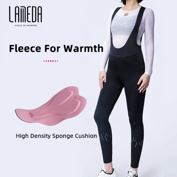 LAMEDA Pantalones con tirantes de ciclismo para mujer ajustados 5-15 ℃ invierno otoño cálido polar MTB bicicleta de carretera monos pantalones de bicicleta