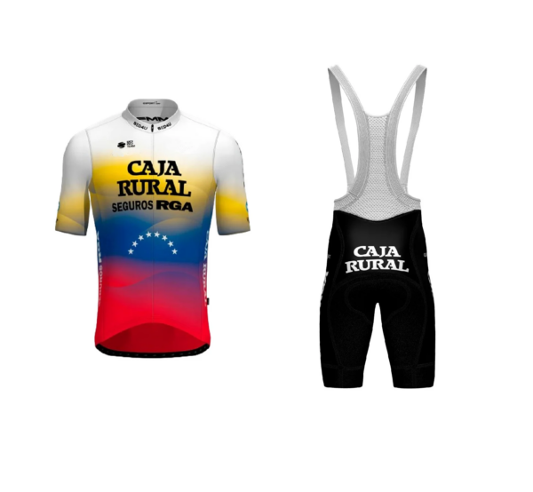 LASER CUT 2024 Caja Rural - Seguros RGA Team Venezuela JERSEY DE CICLISMO DE MANGA CORTA ROPA DE CICLISMO DE VERANO ROPA CICLISMO+SHORTS