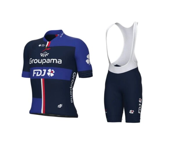 LASER CUT 2024 GROUPAMA FDJ Team azul JERSEY DE CICLISMO DE MANGA CORTA ROPA DE CICLISMO DE VERANO ROPA CICLISMO + PANTALÓN CORTO