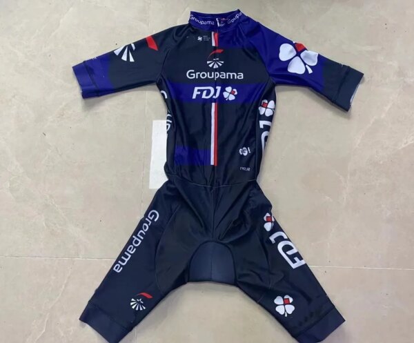 Mono de corte láser 2024 GROUPAMA FDJ equipo azul mono corto Ciclismo Jersey bicicleta Ropa Maillot Ropa Ciclismo