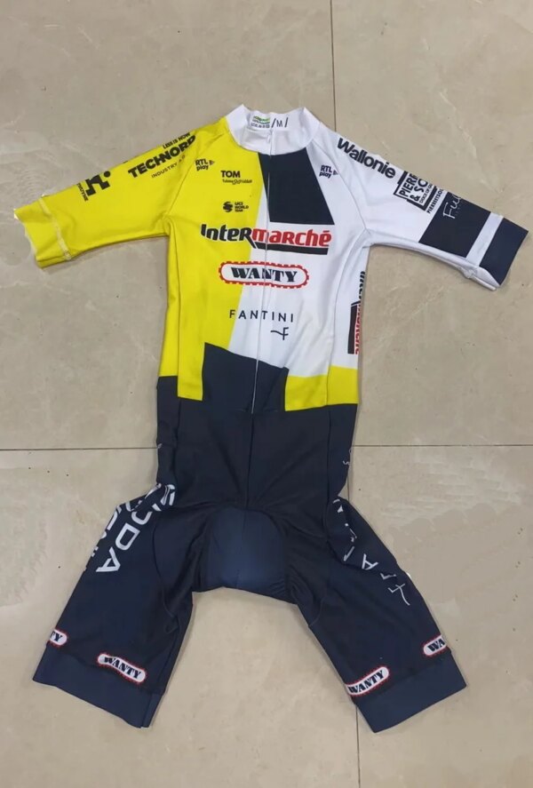 Mono con corte láser para equipo INTERMARCHÉ-WANTY, Jersey corto de Ciclismo, Ropa para bicicleta, Maillot, 2024