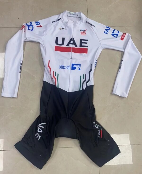 Mono con corte láser para equipo de los Emiratos Árabes Unidos, camiseta de manga larga para Ciclismo, Ropa para bicicleta, Maillot, 2024