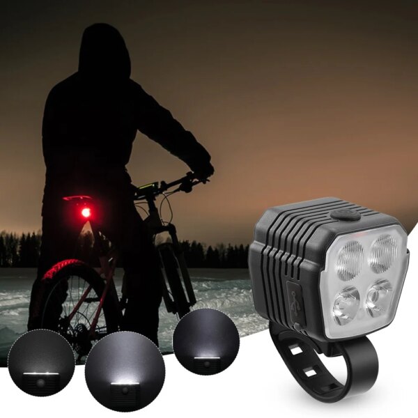 Luz delantera LED para bicicleta, luz de advertencia para bicicleta con carga USB y bocina, 2 en 1, 7 modos de luz, accesorios para ciclismo